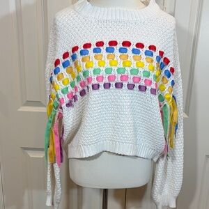 Day + Moon open Colorful Knit ribbon Sweater